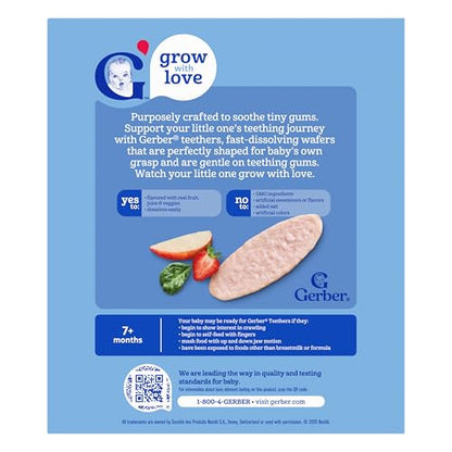 Gerber Snacks for Baby Teethers, Gentle Teething Wafers, Strawberry Apple Spinach, 1.7 Ounce, 12 Count Box (Pack of 6)