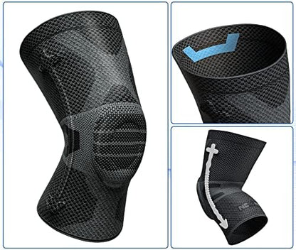 NEENCA Professional Knee Brace for Pain Relief, Medical Knee Compression Sleeve, Knee Support with Horizontal Knit Tech for Meniscus Tear, ACL, Arthritis, Joint Pain, Runner, Workout- FSA/HSA APPROVED