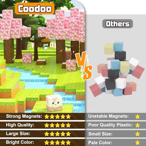 Magnetic Blocks - Build Mine Magnet World Cherry Blossom Set, Magnetic Tiles Building STEM Toys for Boys & Girl Kids Toddler Toys for 3+ Years Old