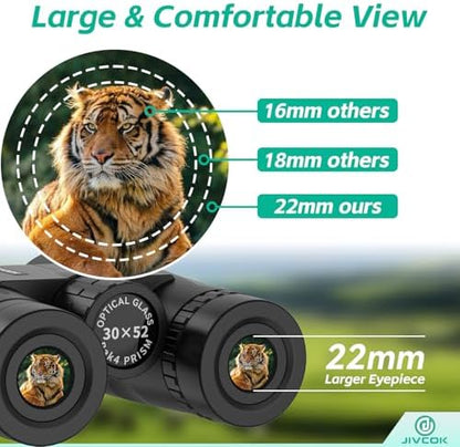 30x52 Binoculars for Adults - HD High Powered Binoculars with Phone Adapter and Tripod, Waterproof & Large View Telescope for Bird Watching, Hunting, Stargazing, Hiking, Travel, Sports