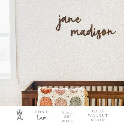 Custom Wood Name Sign for Nursery or Kids Room, Instant Font Preview, Multiple Styles Available Unpainted, Painted or Stained, Personalized Baby Gift (Style 9 - Popular Liam Font Only)