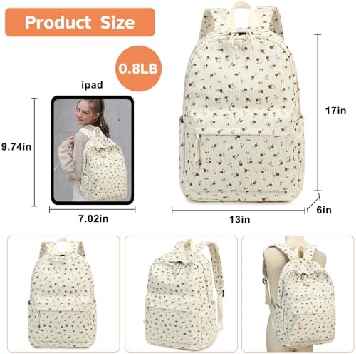 School Backpack for Teen Girls Bookbags Elementary High School Corduroy Laptop Bags Women Travel Daypacks