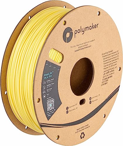 Polymaker PLA PRO Filament 1.75mm 1kg, Tough & High Rigidity Light Yellow 3D Printing Filament, PolyLite PLA PRO 3D Printer Filament 1.75mm, Print with Most 3D Printers