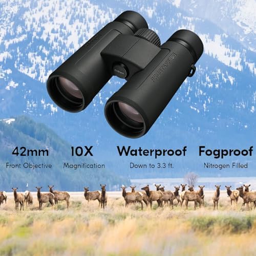 Nikon Prostaff P3 10x42 (16777) Black Binoculars Bundle with Lens Pen, and Cloth - High Powered Compact Adult Binoculars for Hunting, Bird Watching, and Hiking Essentials, Zoom Lightweight Travel