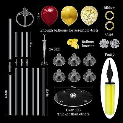 Red and Gold Balloon Stand Centerpiece Table Decorations for 49ers Party Birthday Graduation Wedding Mother's Day Anniversary Christmas New Year's Eve Party Decorations(Red gold set4)