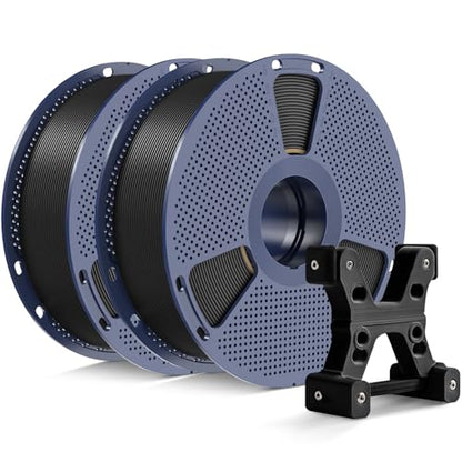 PETG Filament 1.75mm 2025 Upgrade Spool Compatible with Bambulab Refill Filament, 2kg(4.4lbs) SUNLU PETG 3D Printer Filament, 1.75mm Dimensional Accuracy +/- 0.02mm, Black+Black Bundle
