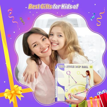 Flooyes Skip Ball for Kids, Ankle Skip Ball Toy with Counter, Timer and Cal Calculator, Girl Birthday Gifts for Age 6 7 8 9 10+, Rechargeable Colorful Flash Wheel Skip Ball for Girls Women