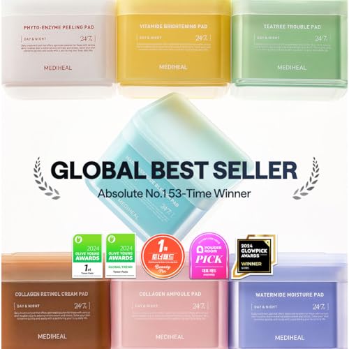 MEDIHEAL Vitamide Brightening Pad - Vegan Face Hypoallergenic Pads with Niacinamide, Sea Buckthorn - Radiance Boosting Pads for Clear, Illuminating Skin 100