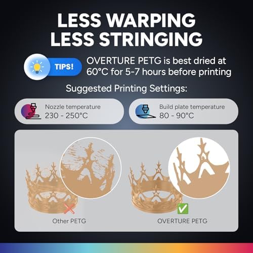 OVERTURE PETG 3D Printer Filament 1.75mm, Neatly Wound Durable PETG 1kg Spool (2.2lbs), Strong Toughness Filament, Dimensional Accuracy +/- 0.02mm, Fit Most FDM Printers (Brown)