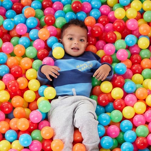 Amazon Basics BPA Free Crush-Proof Plastic Ball, Pit Balls with Storage Bag, for Toddlers Kids 12+ Months Play, Pack of 1000 Balls, 6 Bright Colors