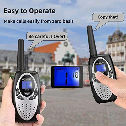 Retevis RT628 Walkie Talkies for Kids,Toy Gifts for 6-12 Year Old Boys Girls,Kid Gifts Walkie Talkie for Adults Outdoor Camping Hiking(Silvery 1 Pair)