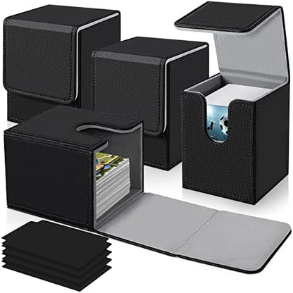 Mlikero 4 Pack Card Deck Box, Commander Deck Box Holds 400+ Single Sleeved Cards with 4 Dividers, Leather Magnetic Card Box Fit for MTG, TCG