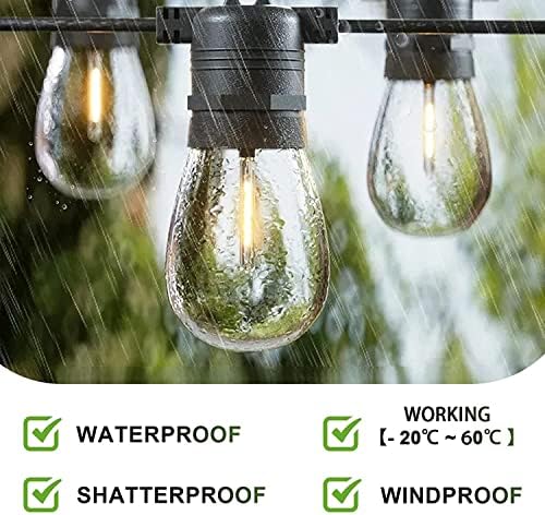 Jslinter 24-Pack LED 1W String Light Bulbs, S14 Plastic Shatterproof Edison Vintage Style Replacement 1 Watt Outdoor 2200K, Waterproof, Warm White Equivalent to 11w, e26 Base