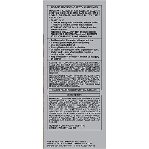 L'Oreal Paris Feria Multi-Faceted Shimmering Permanent Hair Color, 63 Sparkling Amber, Hair Dye Kit, Pack of 2