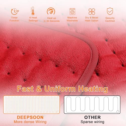 Heating Pad,Electric Heating Pads for Back,Hot Heated Pad for Abdomen,Shoulder,Knee,Multiple Temp and Auto Shut Off