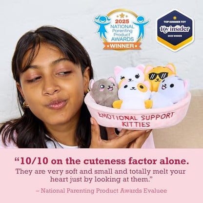 WHAT DO YOU MEME? Emotional Support Kitties by Relatable, Cuddly Stuffed Animals and Toys, Squishy Toys and Plushies, Great Ideas for Loved Ones of All Ages, Includes 5 Plushies with Carrying Basket