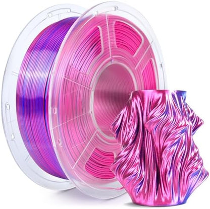 SUNLU Silk Dual Color Pla Filament, Silk PLA 3D Printer Filament 1.75mm, Shiny Silk Texture, Dimensional Accuracy +/- 0.02mm, 1KG Spool (2.2 lbs), PLA Silk Dual Color (Red Blue)