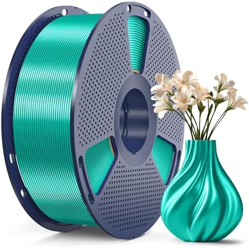 SUNLU 3D Printer Silk Filament,Shiny Silk PLA Filament 1.75mm, Smooth Silky Surface, Great Easy to Print for 3D Printers, Dimensional Accuracy +/- 0.02mm, Silk Green 1KG