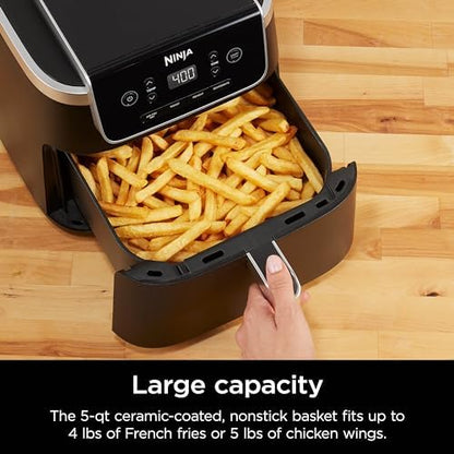 Ninja | Air Fryer | 4-in-1 Pro Air Fry, Roast, Reheat, Dehydrate | 5QT Capacity fits up to 4lbs of French Fries | 400F Max Temp | Nonstick Basket & Crisper Plate | 120V | Grey | AF141