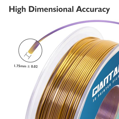 GIANTARM Dual Color PLA Filament, Silk PLA Filament 1.75mm +/-0.02mm,1KG Spool(2.2lbs) Vacuum Packaging, 3D Printing Filaments Fit Most FDM Printer