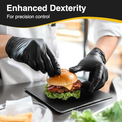 Schneider Nitrile Exam Gloves, Black Latex Free Powder Free Disposable Gloves for Medical, Cooking, Cleaning, and Food Prep