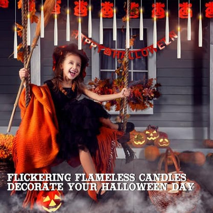 Floating Candles with Wand Remote, 20 Pcs Magic Halloween Hanging Candles, Flickering Warmer Light Flameless LED Candles with DIY Sticker, Battery Operated Halloween Decorations Gifts Indoor (20)