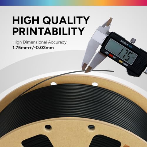 OVERTURE PLA Filament 1.75mm PLA 3D Printer Filament, 2kg Cardboard Spool (4.4lbs), Dimensional Accuracy +/- 0.02mm, Fit Most FDM Printer (Black 2-Pack)
