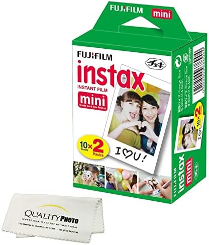 Fujifilm INSTAX Mini Instant Film (White) for Fujifilm Mini 8,9,11,12 Cameras w/Microfiber Cloth by Quality (20 Prints)