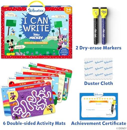 Skillmatics I Can Write Disney Junior Mickey Mouse - Reusable Preschool Learning Activities, Educational Toy and Game, Back to School Supplies, Gifts for Students, Kids, Toddlers Ages 3, 4, 5, 6