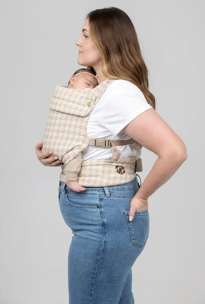 Mabē Monarch Ergonomic Baby Carrier – Premium Cotton Soft Structured Newborn to Toddler Carrier with Hip-Healthy Design, 3 Carry Positions (7-35lbs), Lightweight & Breathable, (Houndstooth)
