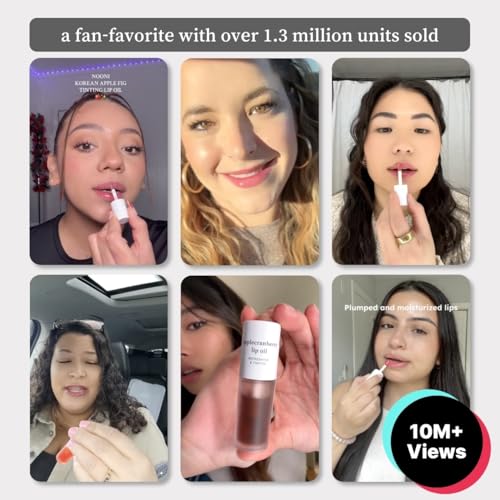 NOONI Korean Lip Oil Set - Appleberry & Applecherry | Long-Lasting, Moisturizing, Plumping, Revitalizing for Dry Lips, Waterproof, No Peel Off, 0.12 FL Oz x 2ea