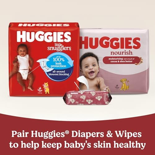 Huggies Nourish Scented Baby Wipes, 10 Push Button Packs (560 Wipes Total)