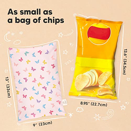 Mini Toddler Pillow with Pillowcase - 9x13 My Little Dreamy Travel Kids Pillow for Sleeping, Toddler Bed, Small, Tiny, Organic Cotton Pillowcase, Soft & Breathable, Kids 2-4 Years Old (Flutter)