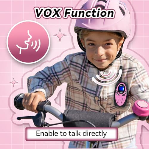 Retevis RT628 Walkie Talkies for Kids, Kids Toys for 6-12 Year Old Boy Girl, Long Range 2 Way Radio 22CH VOX,Toys Walkie Talkie for Birthday Gift, Outdoor Camping Family Trip(Black Pink 1 Pair)