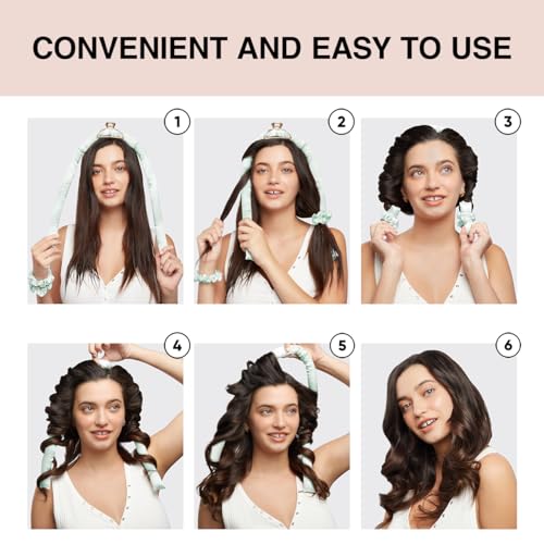 Divi x Kitsch Satin Heatless Hair Curler Set - Heatless Curls Overnight, Hair Rollers for Soft Curls & Frizz-Free Styling, No Heat Curlers To Sleep in, Curling Rod Headband for Overnight Curl- Sage