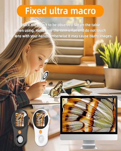 Digital Microscope Handheld 2.0 inch IPS Color Screen,Portable Digital Magnifying Glass 500x,Marco Microscope for Kids,Built-in 8LED Lights,USB Compatible with PC Windows, Mac OS