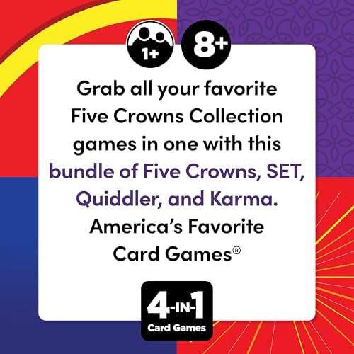 PlayMonster Five Crowns 4 Pack Bundle Card Games for Kids