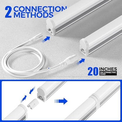 Barrina (6 Pack LED T5 Integrated Single Fixture, 4FT, 2200lm, 6500K Super Bright White, 20W Utility LED Shop Light, Ceiling and Under Cabinet Light, Corded Electric with ON/Off Switch, ETL Listed