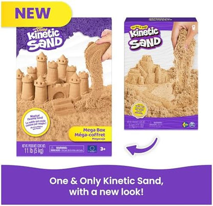 Kinetic Sand, 11lb (5kg) Natural Brown Play Sand Mega Box, Sensory Toys for Kids & Classroom, Back to School Teacher Must Haves (Packaging May Vary)