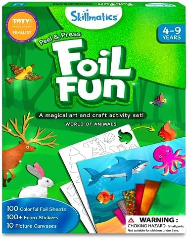 Skillmatics Foil Fun - Animals, No Mess Art for Kids, Travel Toys, Craft Kits, DIY Creative Activity, Gifts for Boys & Girls Ages 4, 5, 6, 7, 8, 9