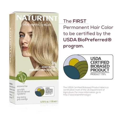 Naturtint 9N Honey Blonde Permanent Hair Color (Pack of 6), Ammonia Free, Vegan, Cruelty Free, up to 100% Gray Coverage, Long Lasting Results (Packaging may vary)