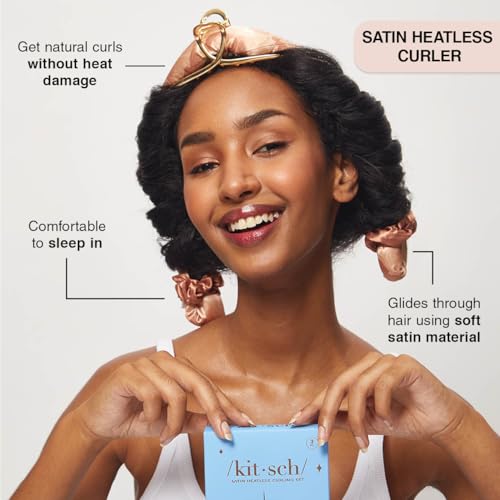 Disney x Kitsch Satin Heatless Hair Curler Set - Heatless Curls Overnight, Hair Rollers for Soft Curls & Frizz-Free Styling, No Heat Curlers To Sleep in, Curling Rod Headband - Princess Party