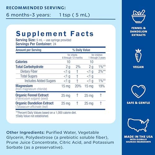 Mommy's Bliss Constipation Ease with Prebiotics, Promotes Bowel Movements, Gentle & Safe, No Harsh Laxatives, Age 6 Months+, 4 Fl Oz (Pack of 2)