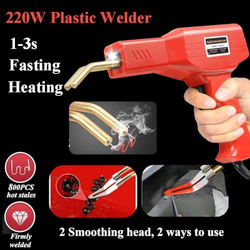 Upgraded 220W Plastic Welder, 2 in 1 Plastic Welding Kit Plastic Repair Welder Kit 1000PCS Hot Stapler Soldering Gun with 100PCS Plastic Welding Rods Car Bumper Repair Kit for Most Plastic Repair