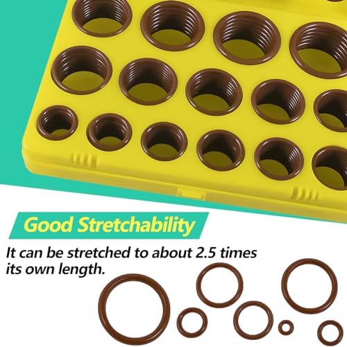 382 PCS 30 Size SAE FKM Viton O-Ring Kit for Various Chemical, Aerospace, Cylinder, Hydraulic, Automotive Engines and Plumbing O-Ring Repair with 4-Piece Pick Set and Resist Oil and Heat