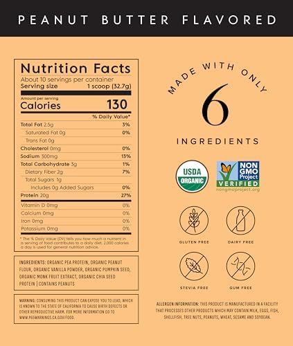 Truvani Vegan Pea Protein Powder | Peanut Butter | 20g Organic Plant Based Protein | 10 Servings | Keto | Gluten & Dairy Free | Low Carb | No Added Sugar