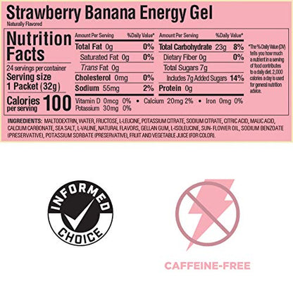 GU Energy Original Sports Nutrition Energy Gel, Vegan, Gluten-Free, Kosher, and Dairy-Free On-the-Go Energy for Any Workout, 24-Count, Strawberry Banana