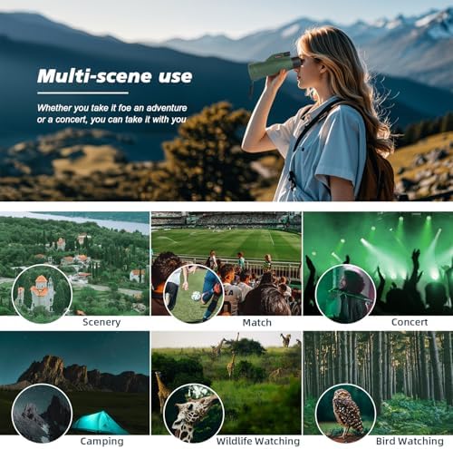 12x60 HD Monocular Telescope for Adults with Smartphone Adapter Tripod Hand Strap - High Power Monoculars Equipped with Large BAK4 Prism & FMC Lens - Suitable for Bird Watching Sports Hiking Traveling