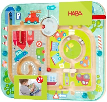 HABA Busy Board for Toddlers 2-4: Town Magnetic Maze Puzzle Game - Toddler Travel Toys for Preschoolers
