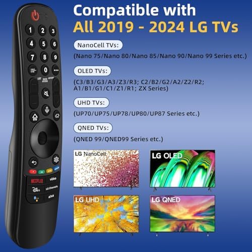 Replacement for LG TV Remote, for All 2019-2024 LG Remote Control for Smart TVs, for Magic MR20/21/22/23/24GA with Voice and Pointer Function. 1-Year Warranty.